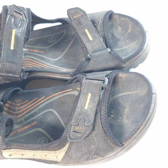 ECCO Offroad Men's Nubuck Walking Sandal Black Tan EU 45 US 11-11.5 - Picture 3 of 10